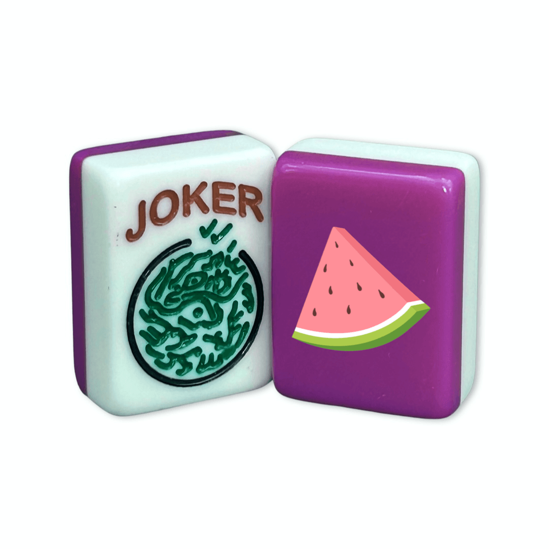 CUSTOM Printed Watermelon American Mah Jongg Tiles — Solid Color Tiles – choose color: Fandango and White