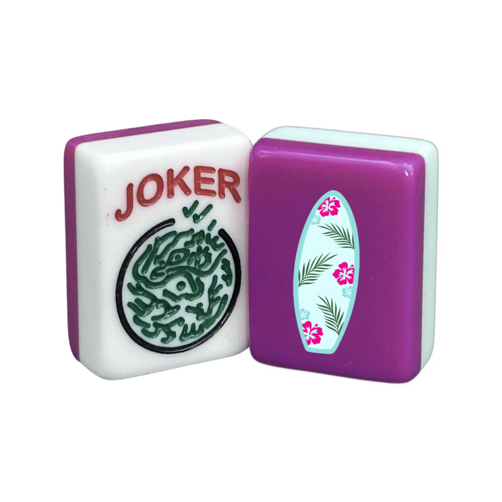 CUSTOM Printed Surfboard Mah Jongg Tiles — Solid Color Tiles – choose color: Fandango and White