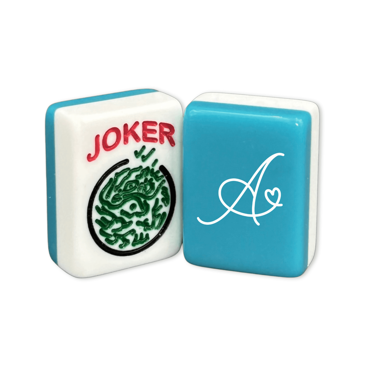 CUSTOM Single Initial Tiles — Solid Color Tiles – choose color: Teal And White