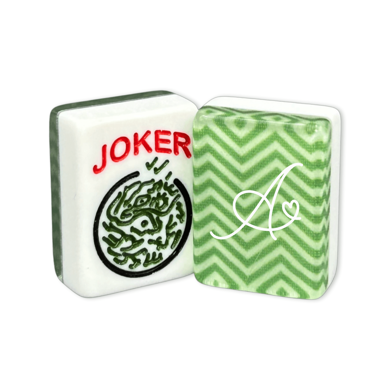 CUSTOM Single Initial Tiles — Solid Color Tiles – choose color: Green Chevron