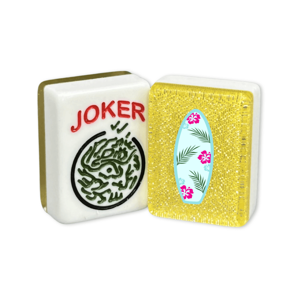 CUSTOM Printed Surfboard Mah Jongg Tiles — Solid Color Tiles – choose color: Yellow Glitter