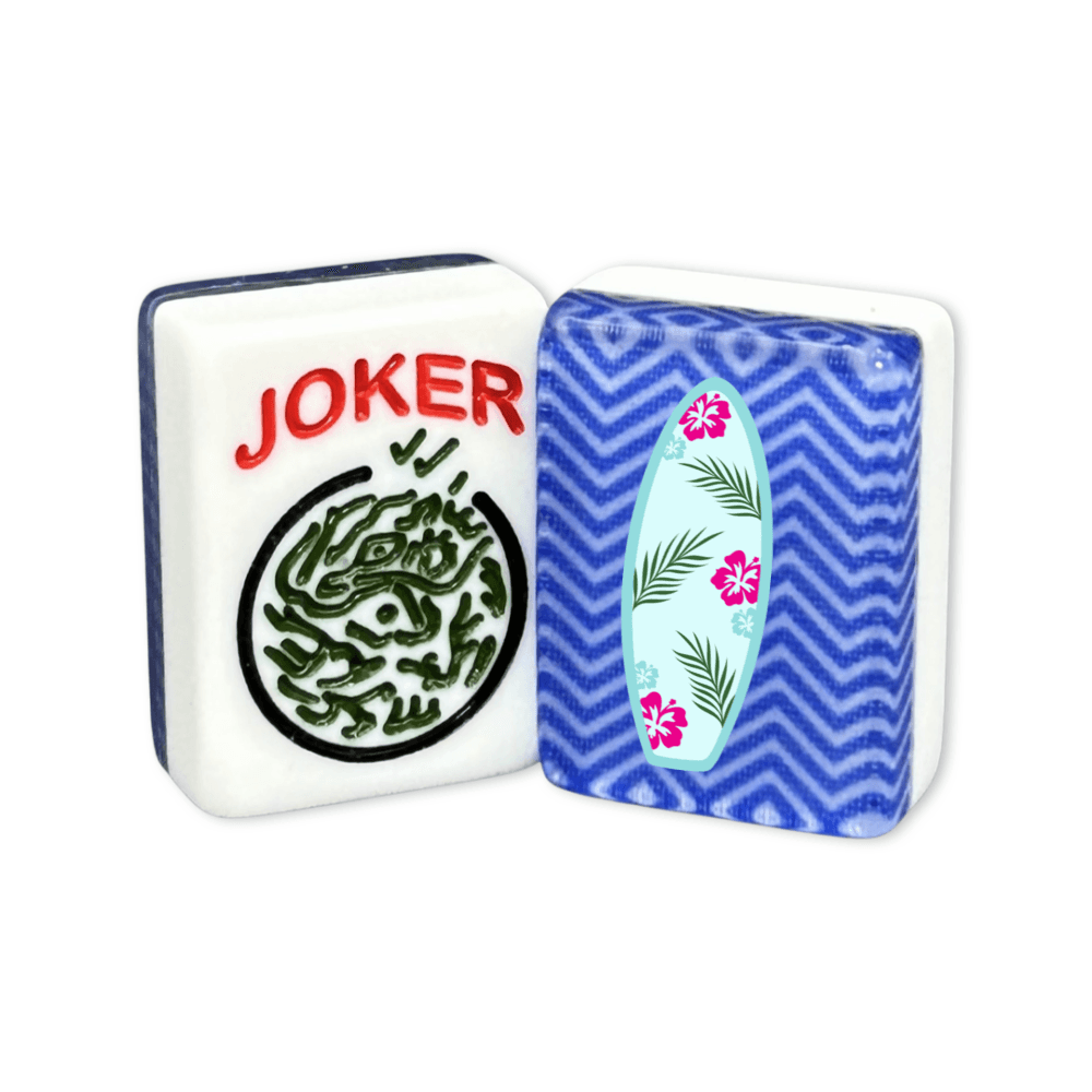CUSTOM Printed Surfboard Mah Jongg Tiles — Solid Color Tiles – choose color: Blue Chevron