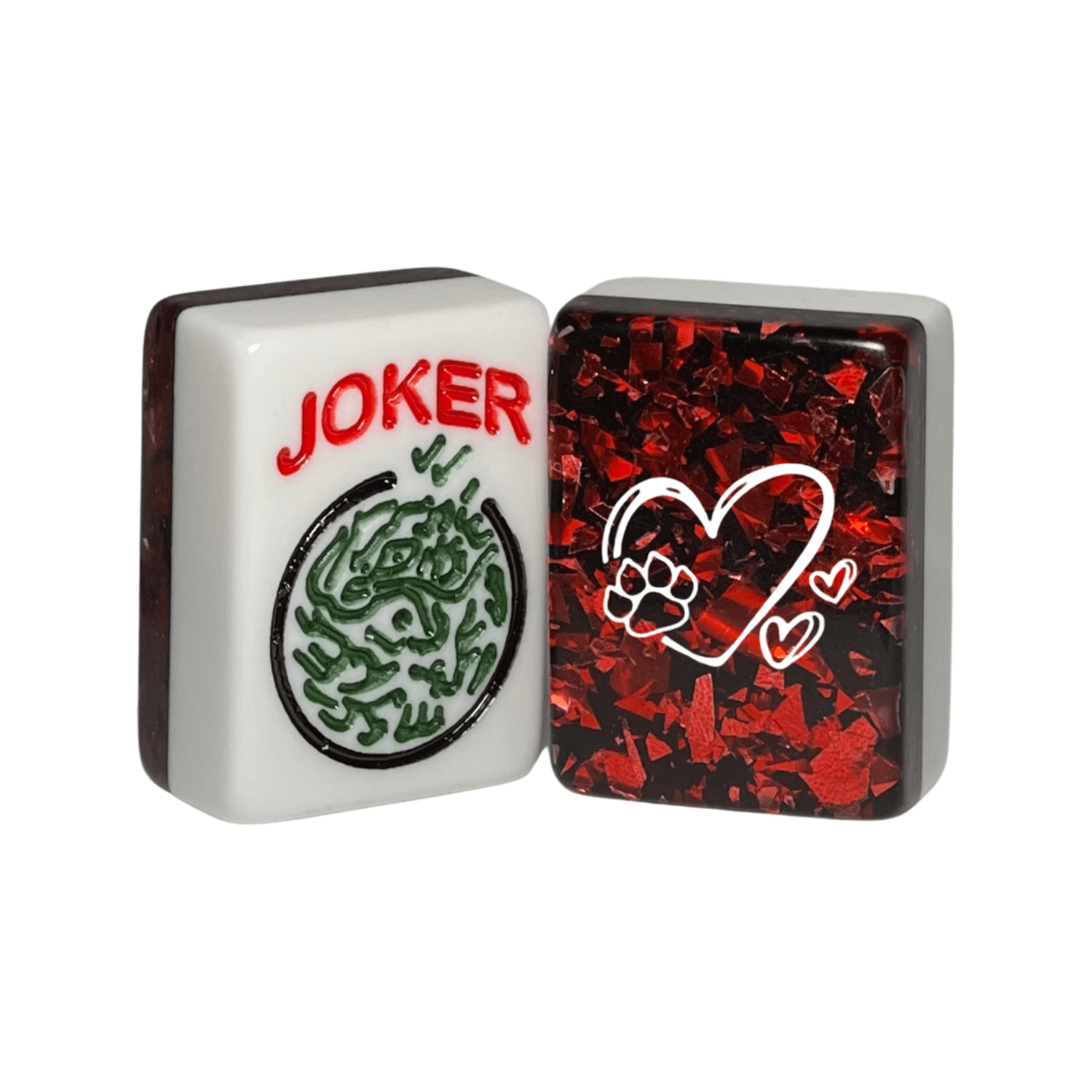 CUSTOM White Hearts and Paw Print Tiles — Solid Color Tiles – choose color: Midnight Merlot