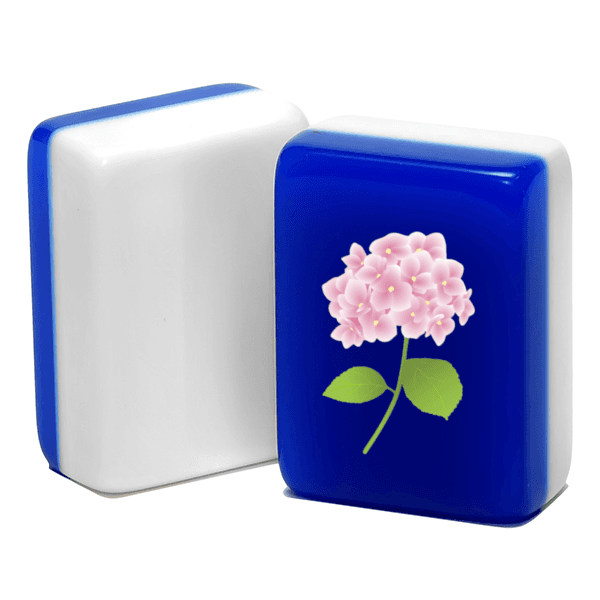 CUSTOM Printed Pink Hydrangea American Mah Jongg Tiles — Solid Color Tiles – choose color: Blue and White