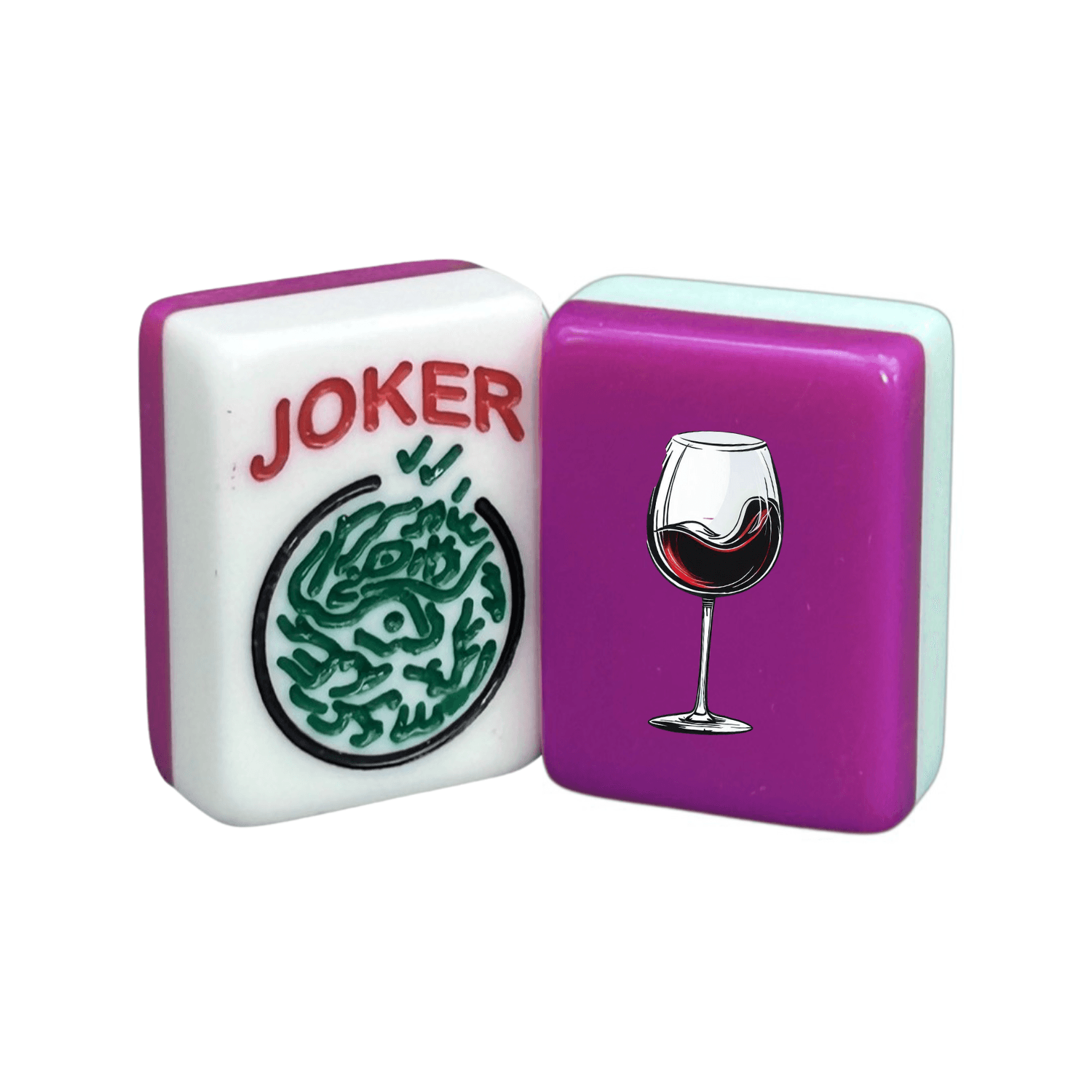CUSTOM Printed Red Wine Glass American Mah Jongg Tiles — Solid Color Tiles – choose color: Fandango and White