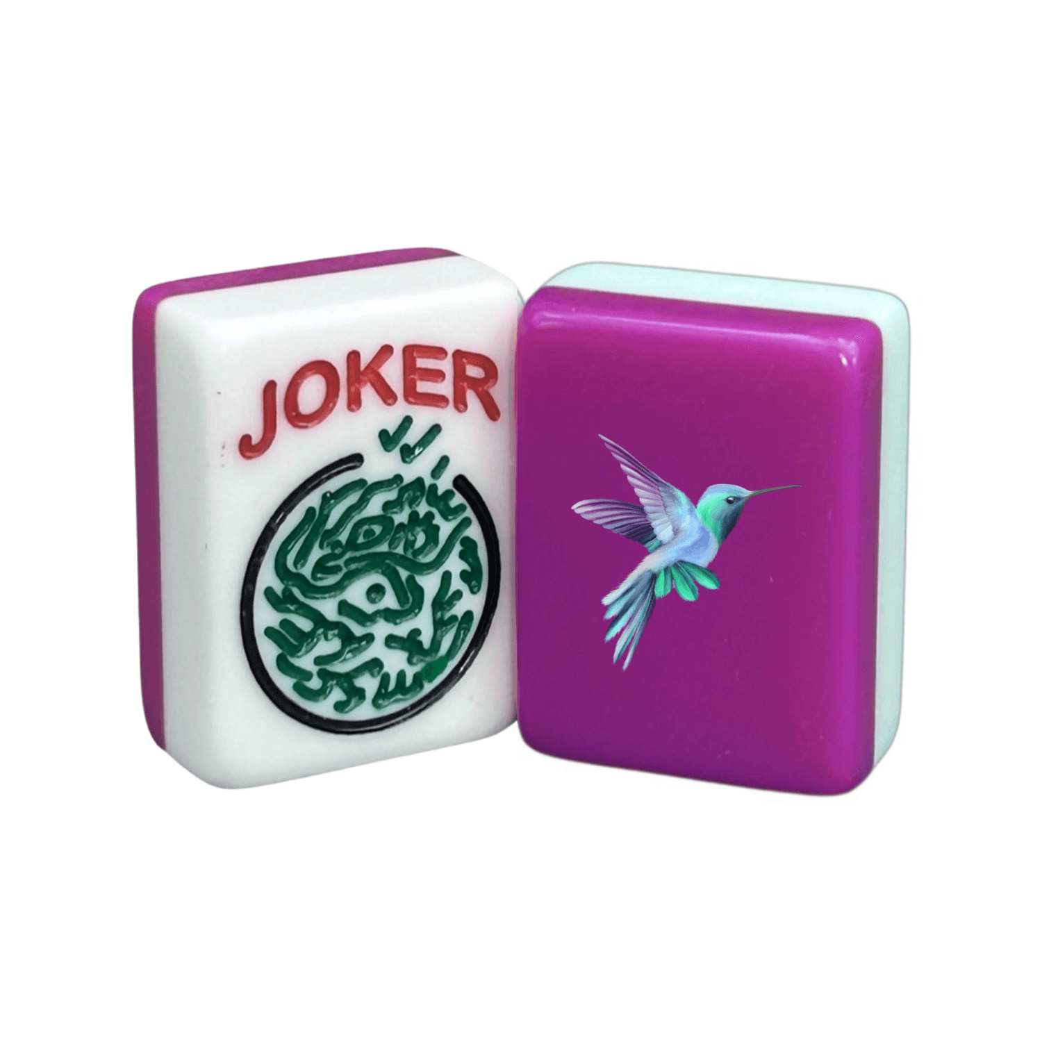 CUSTOM Printed Hummingbird American Mah Jongg Tiles — Solid Color Tiles – choose color: Fandango and White