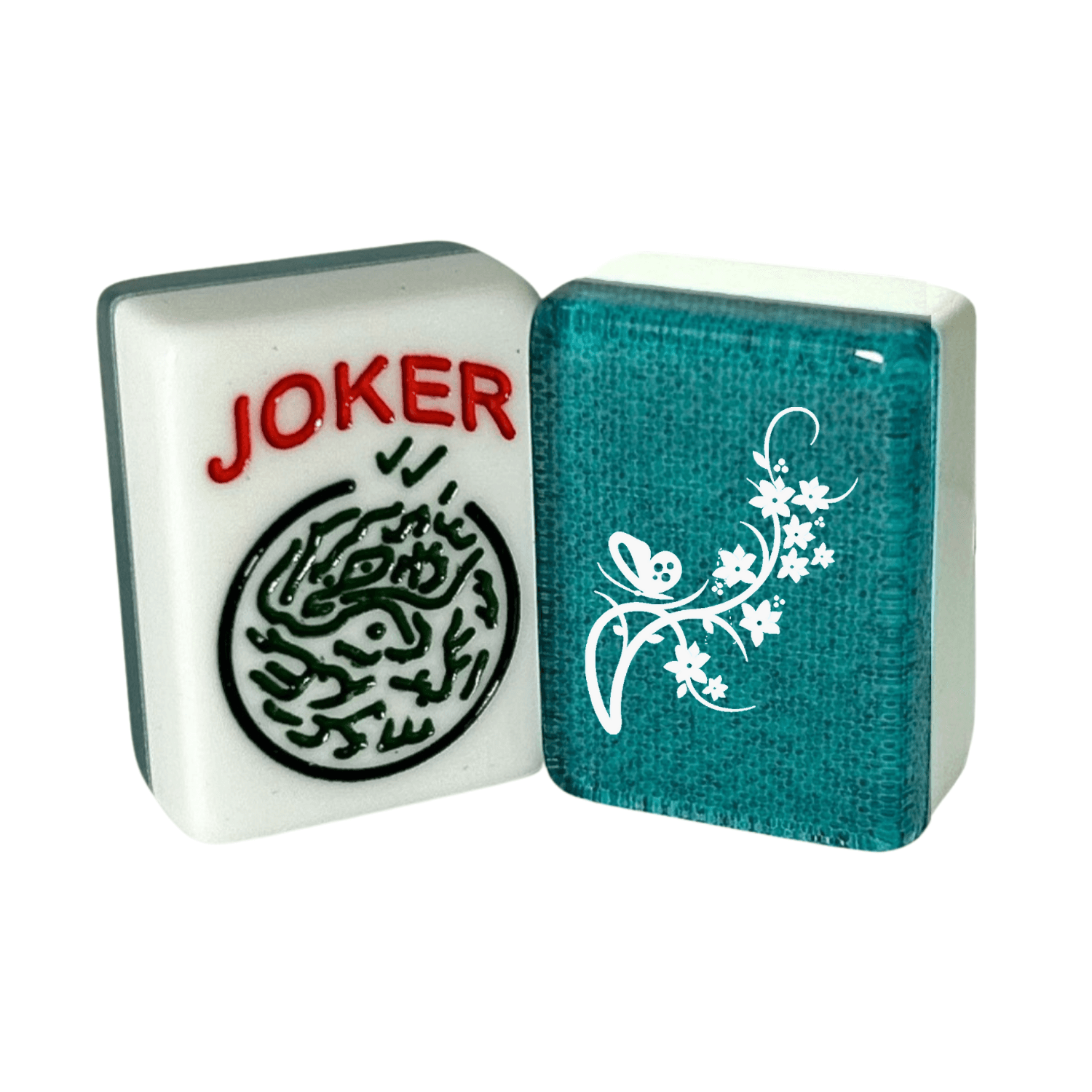 CUSTOM Flowers with Butterfly American Mah Jongg Tiles — Select Tile: Aquamarine