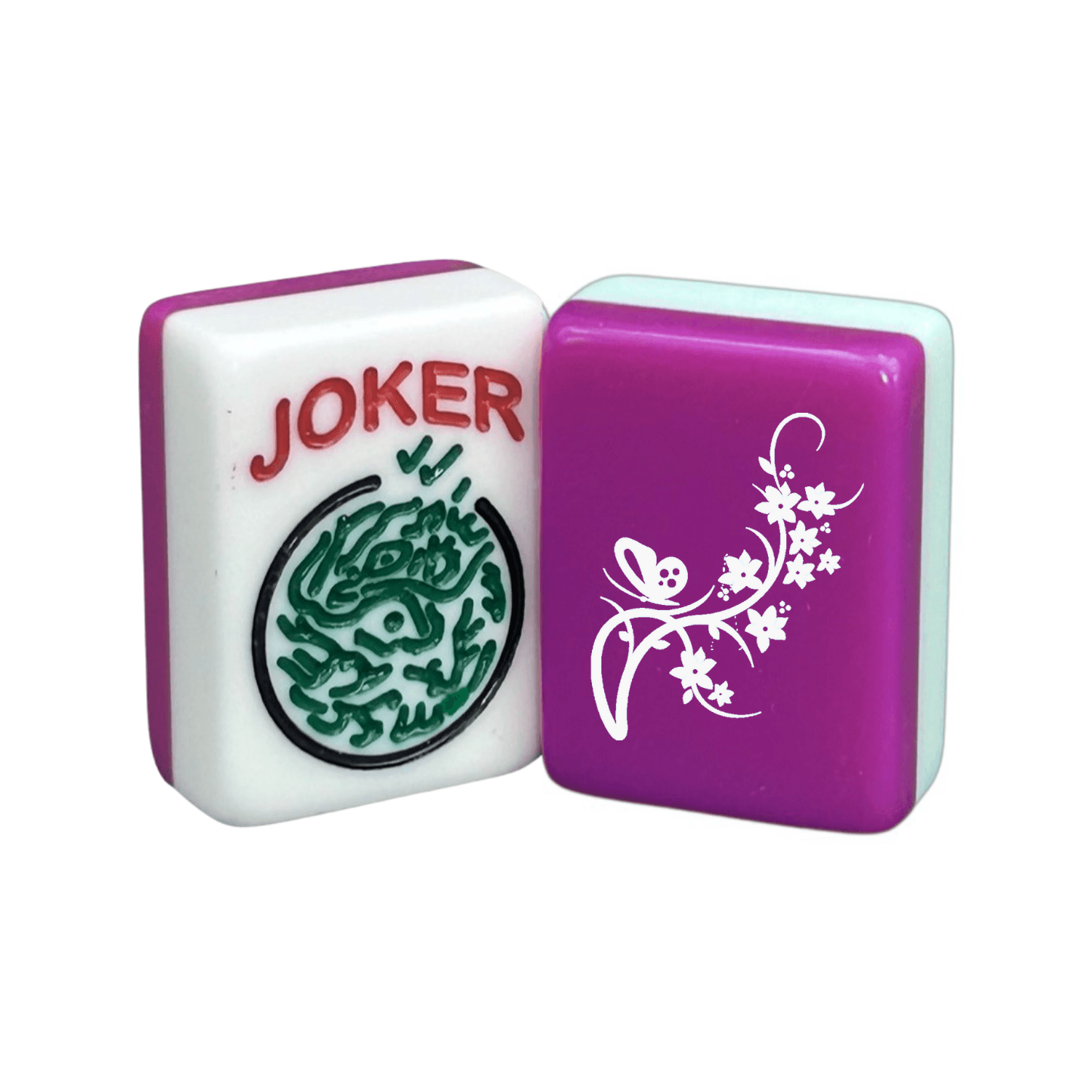 CUSTOM Flowers with Butterfly American Mah Jongg Tiles — Select Tile: Fandango and White