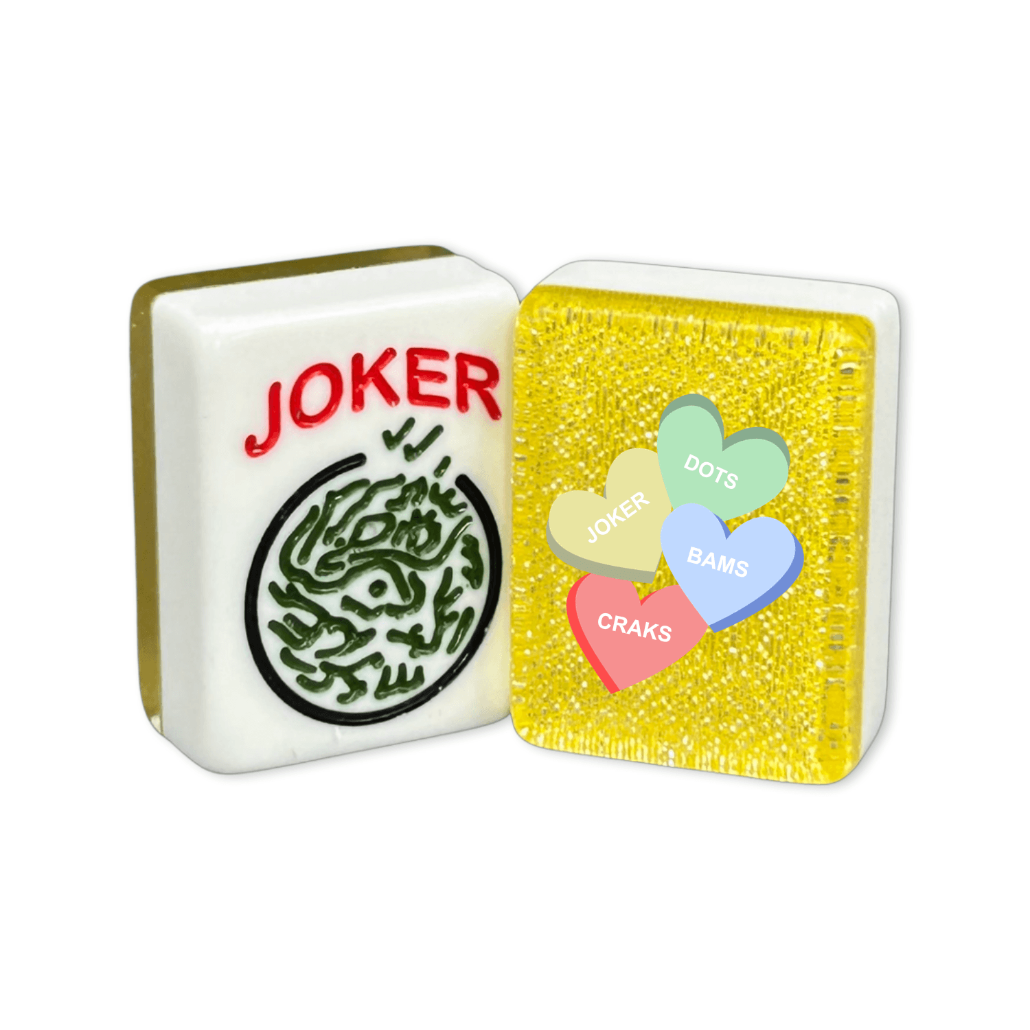 CUSTOM Candy Hearts American Mah Jongg Tiles — Solid Color Tiles – choose color: Yellow Glitter