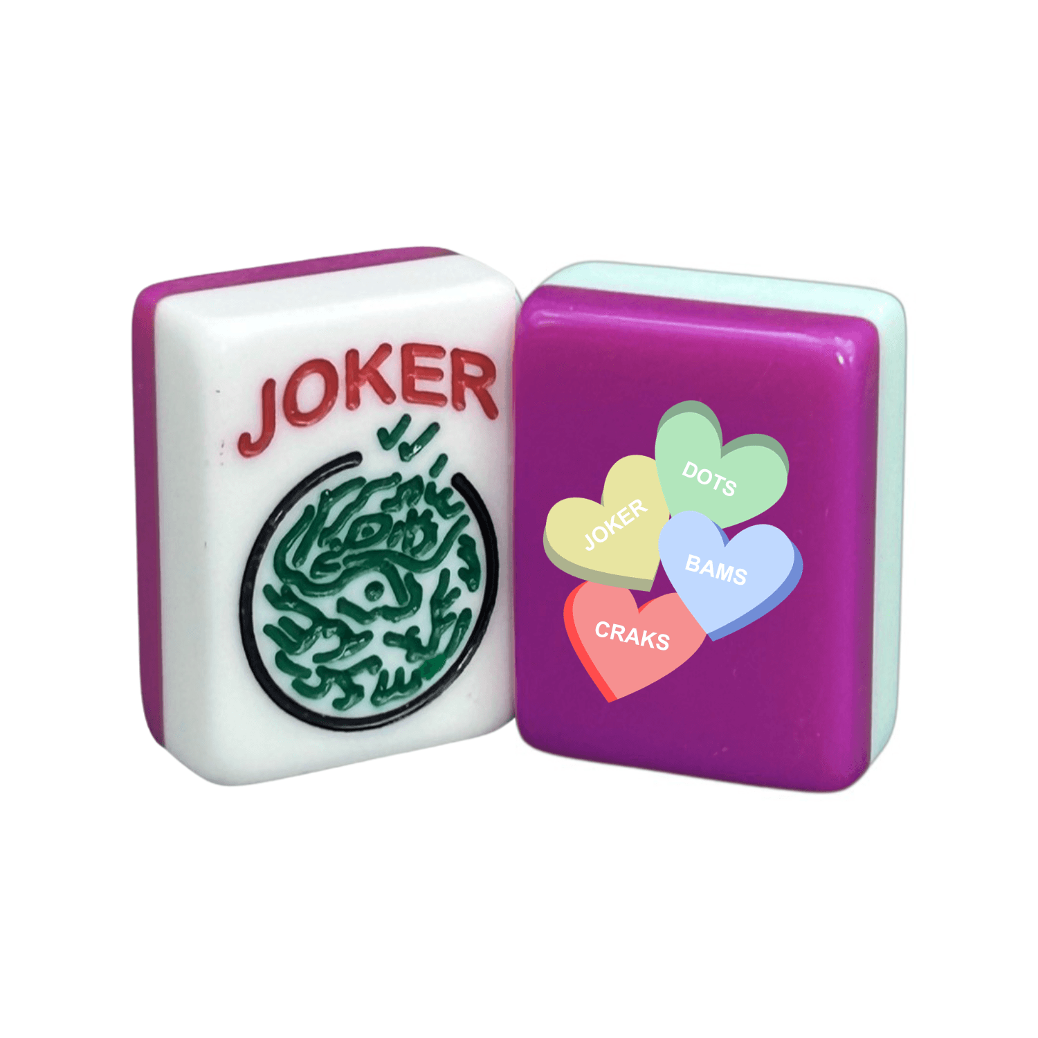 CUSTOM Candy Hearts American Mah Jongg Tiles — Solid Color Tiles – choose color: Fandango and White