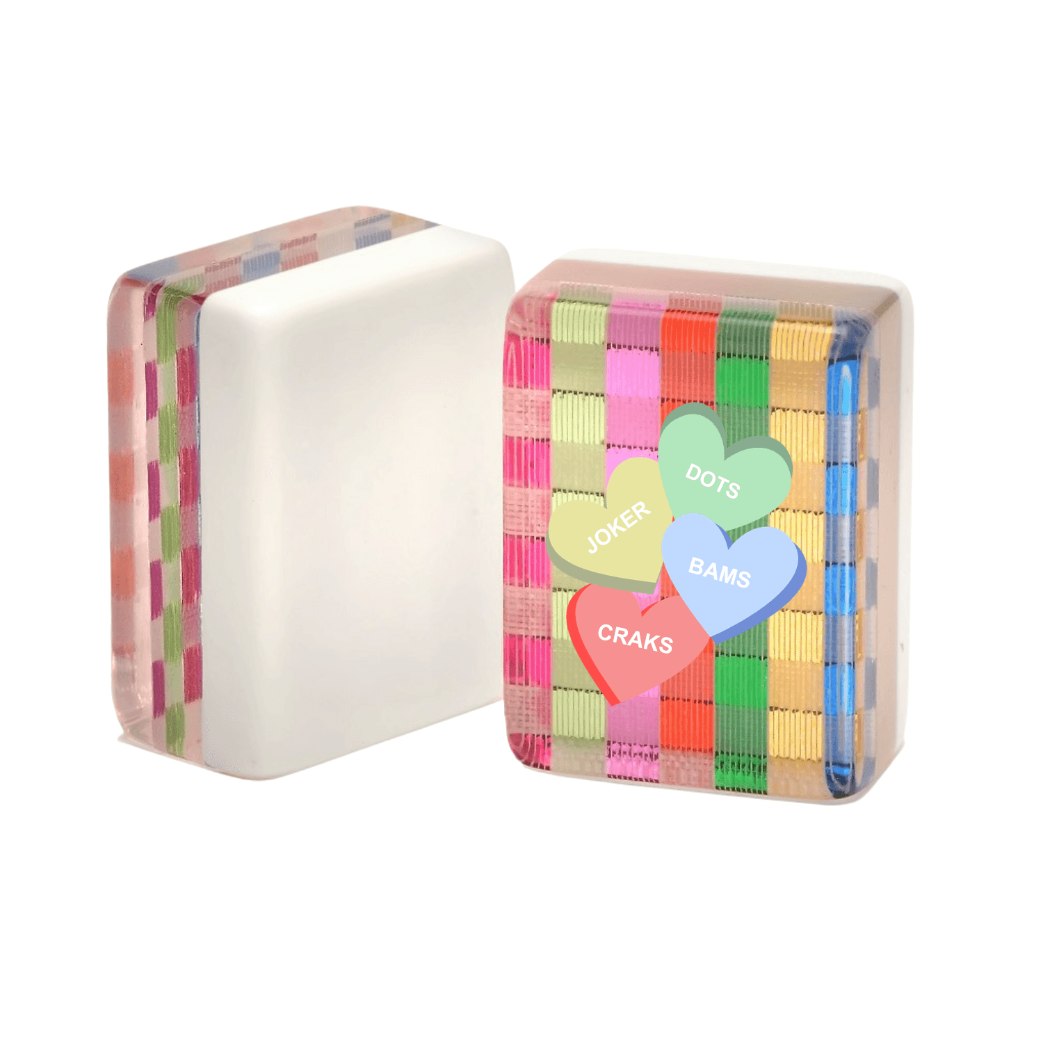 CUSTOM Candy Hearts American Mah Jongg Tiles — Solid Color Tiles – choose color: Rainbow