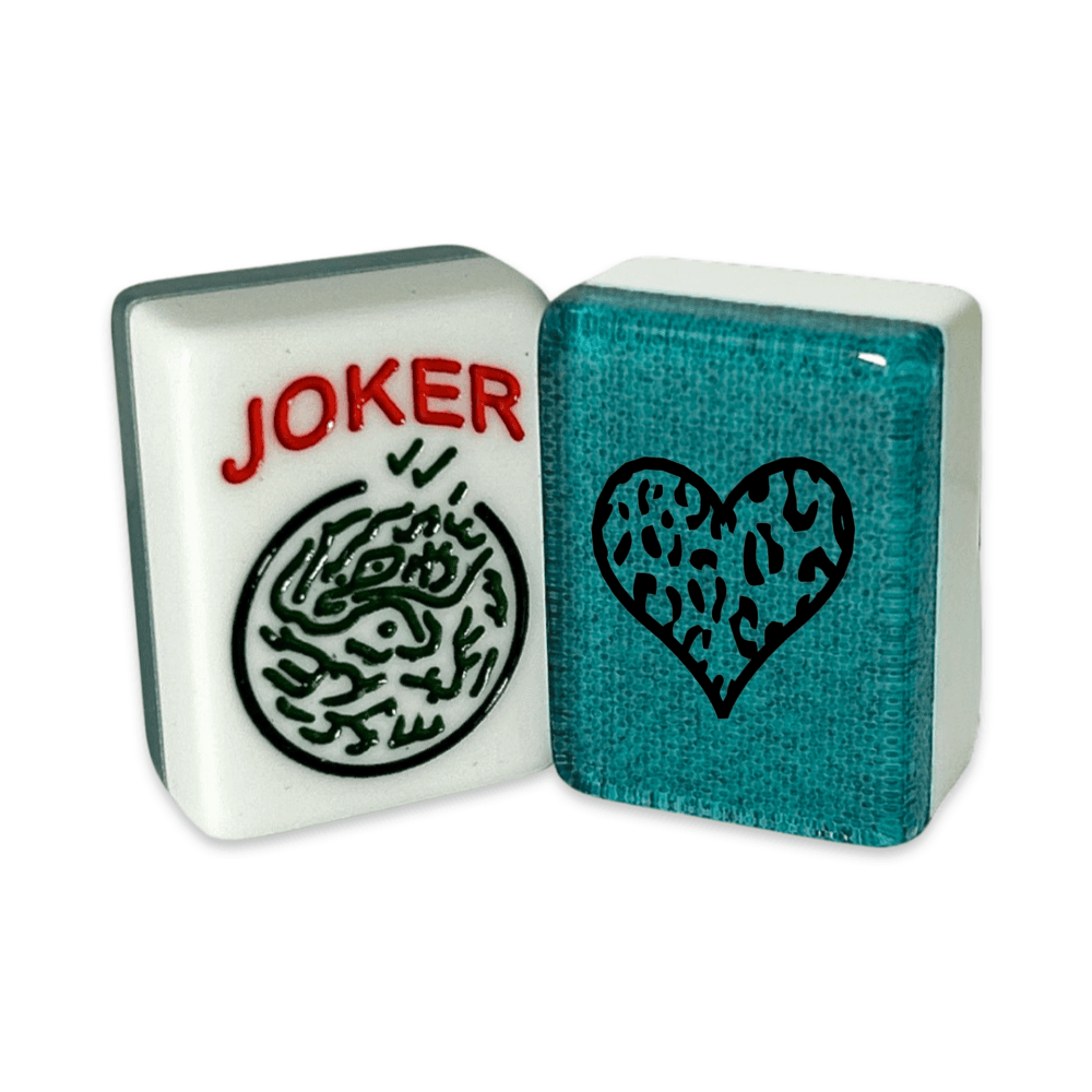 CUSTOM Leopard Heart Mah Jongg Tiles — Choose Tiles: Aquamarine