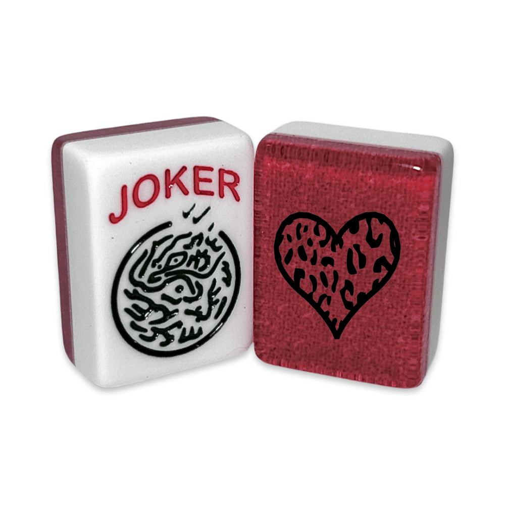 CUSTOM Leopard Heart Mah Jongg Tiles — Choose Tiles: Mulberry