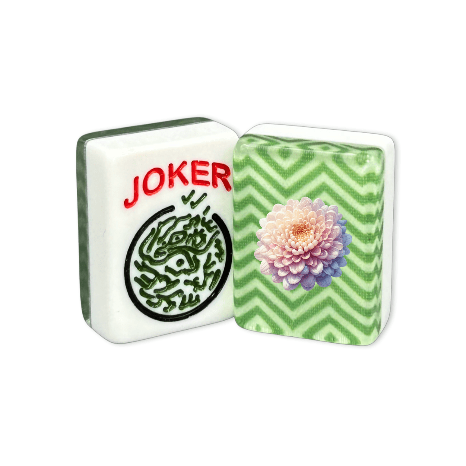 CUSTOM Chrysanthemum American Mah Jongg Tiles — Solid Color Tiles – choose color: Green Chevron