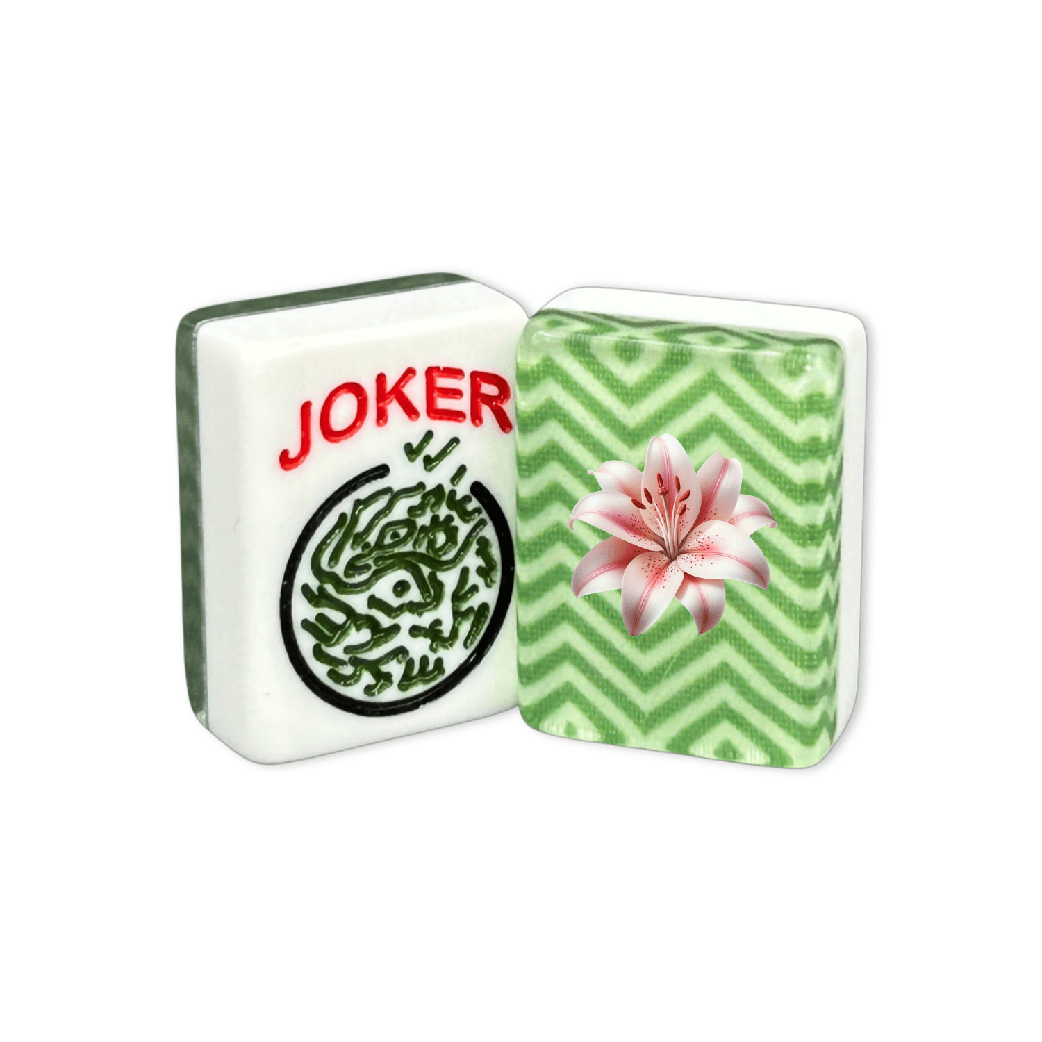 CUSTOM Lily Flower American Mah Jongg Tiles — Solid Color Tiles – choose color: Green Chevron