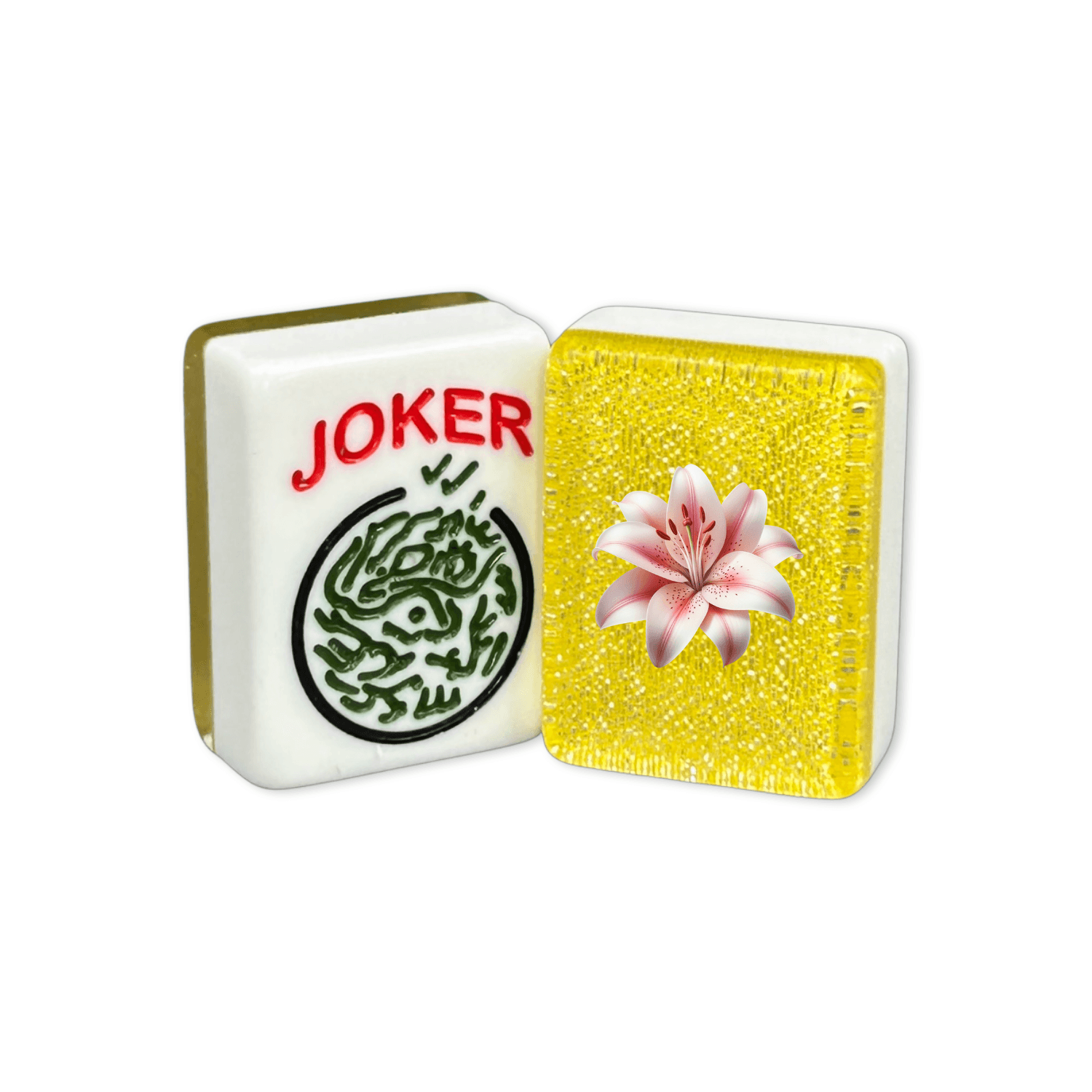 CUSTOM Lily Flower American Mah Jongg Tiles — Solid Color Tiles – choose color: Yellow Glitter