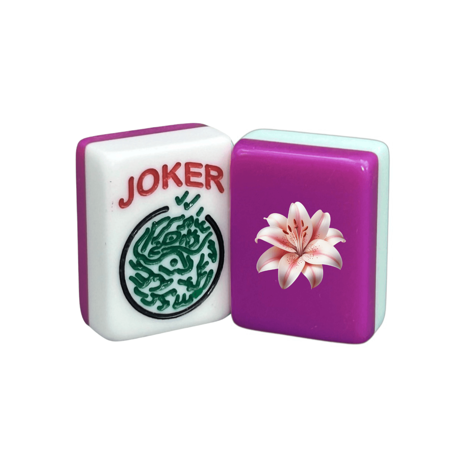 CUSTOM Lily Flower American Mah Jongg Tiles — Solid Color Tiles – choose color: Fandango and White
