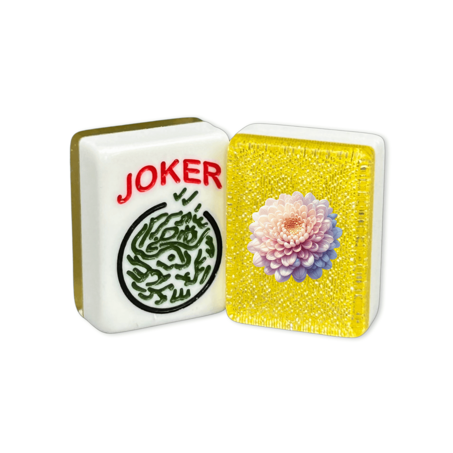 CUSTOM Chrysanthemum American Mah Jongg Tiles — Solid Color Tiles – choose color: Yellow Glitter