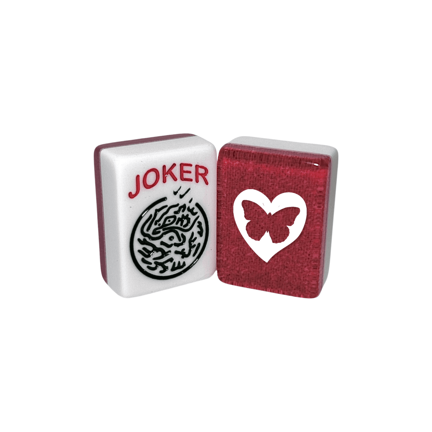 CUSTOM Heart with Butterfly American Mah Jongg Tiles — Tiles: Mulberry