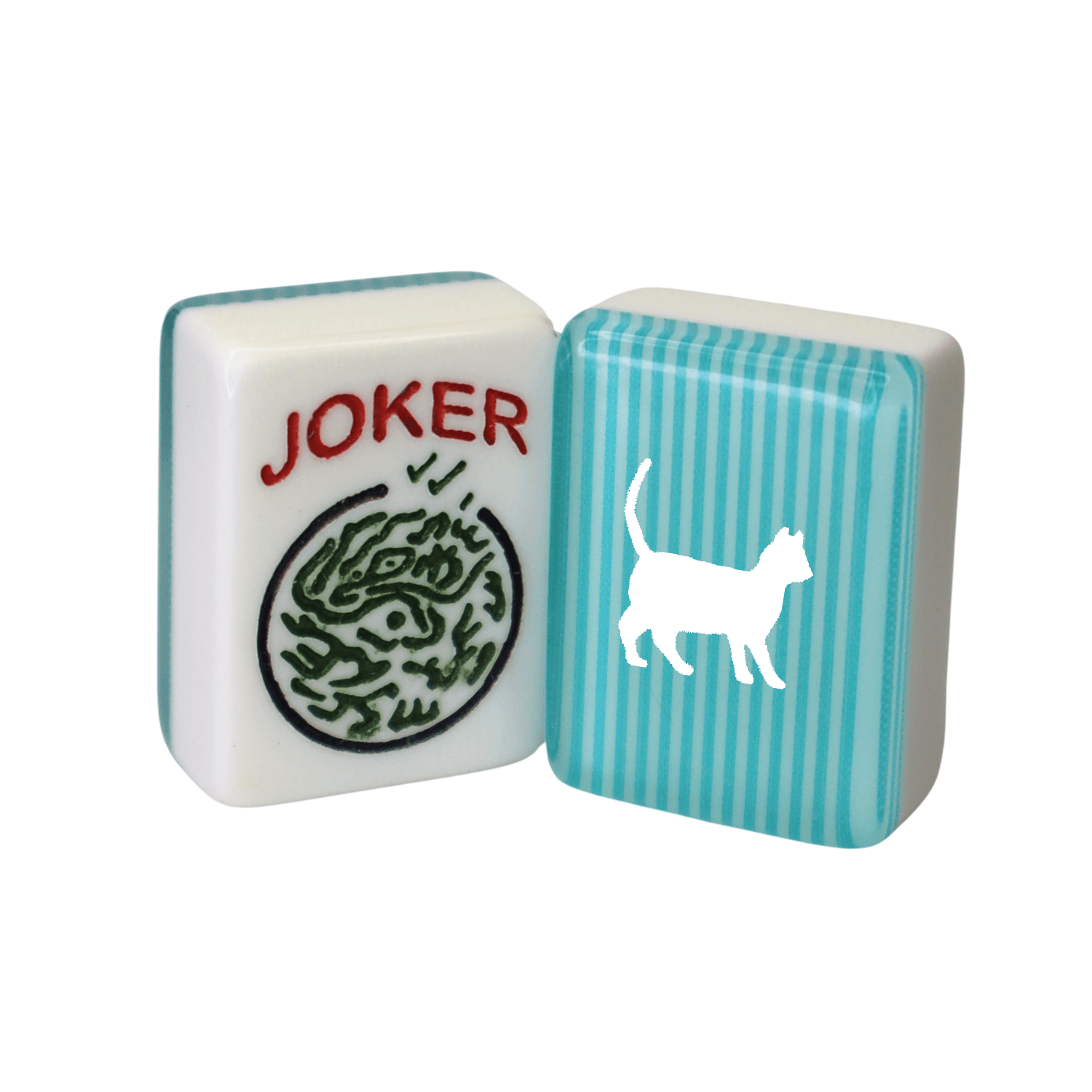 CUSTOM Cat Full Set Mah Jongg Tiles — Tiles: Turquoise Stripe