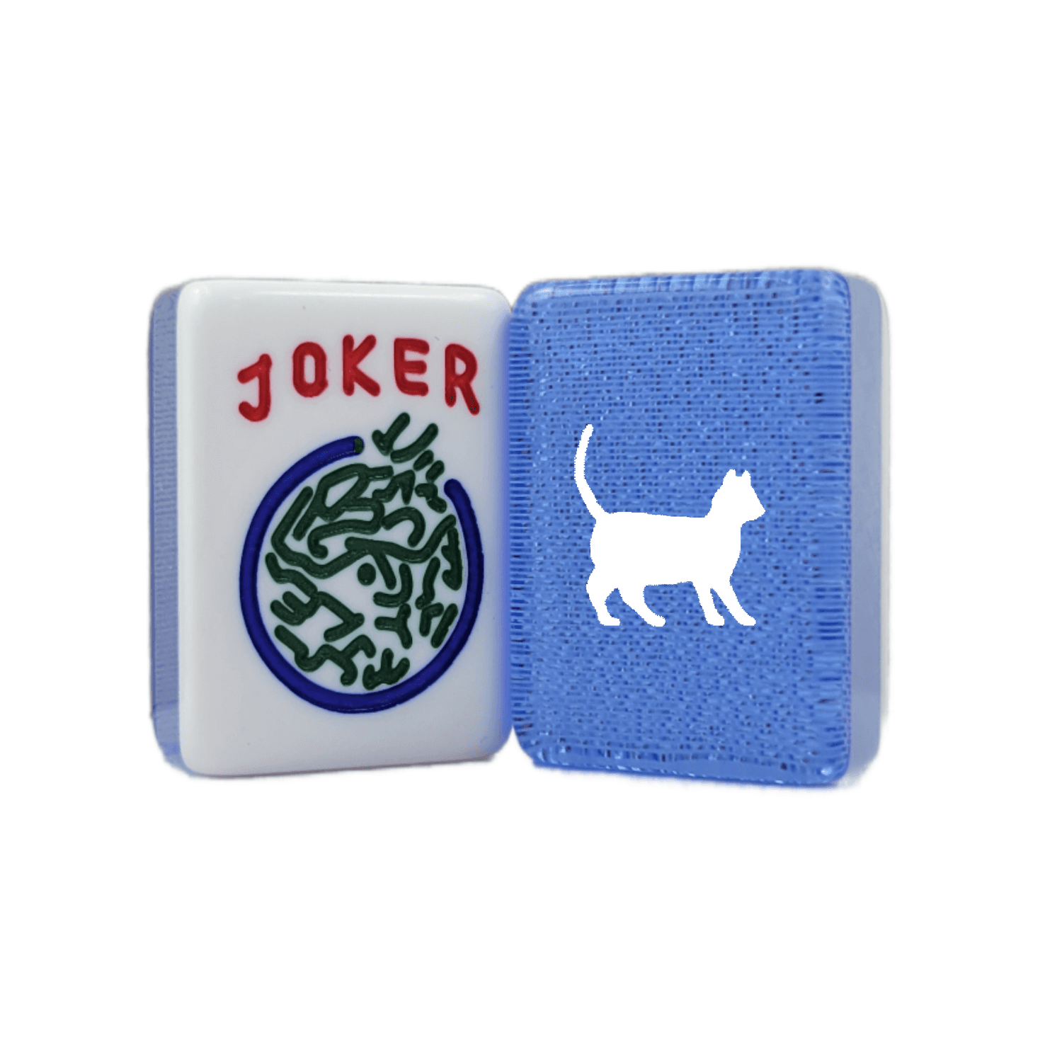 CUSTOM Cat Full Set Mah Jongg Tiles — Tiles: Ice Blue Glitter