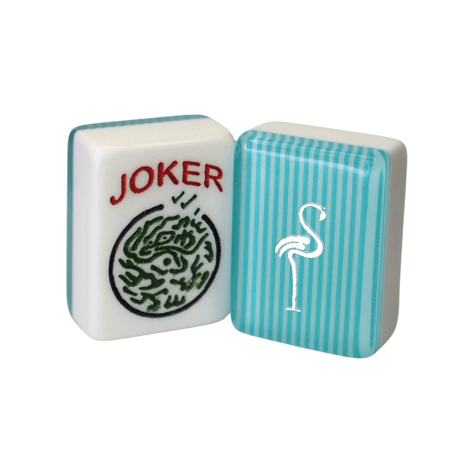 CUSTOM Flamingo Full Set Mah Jongg Tiles — Flamingo: Turquoise Stripe