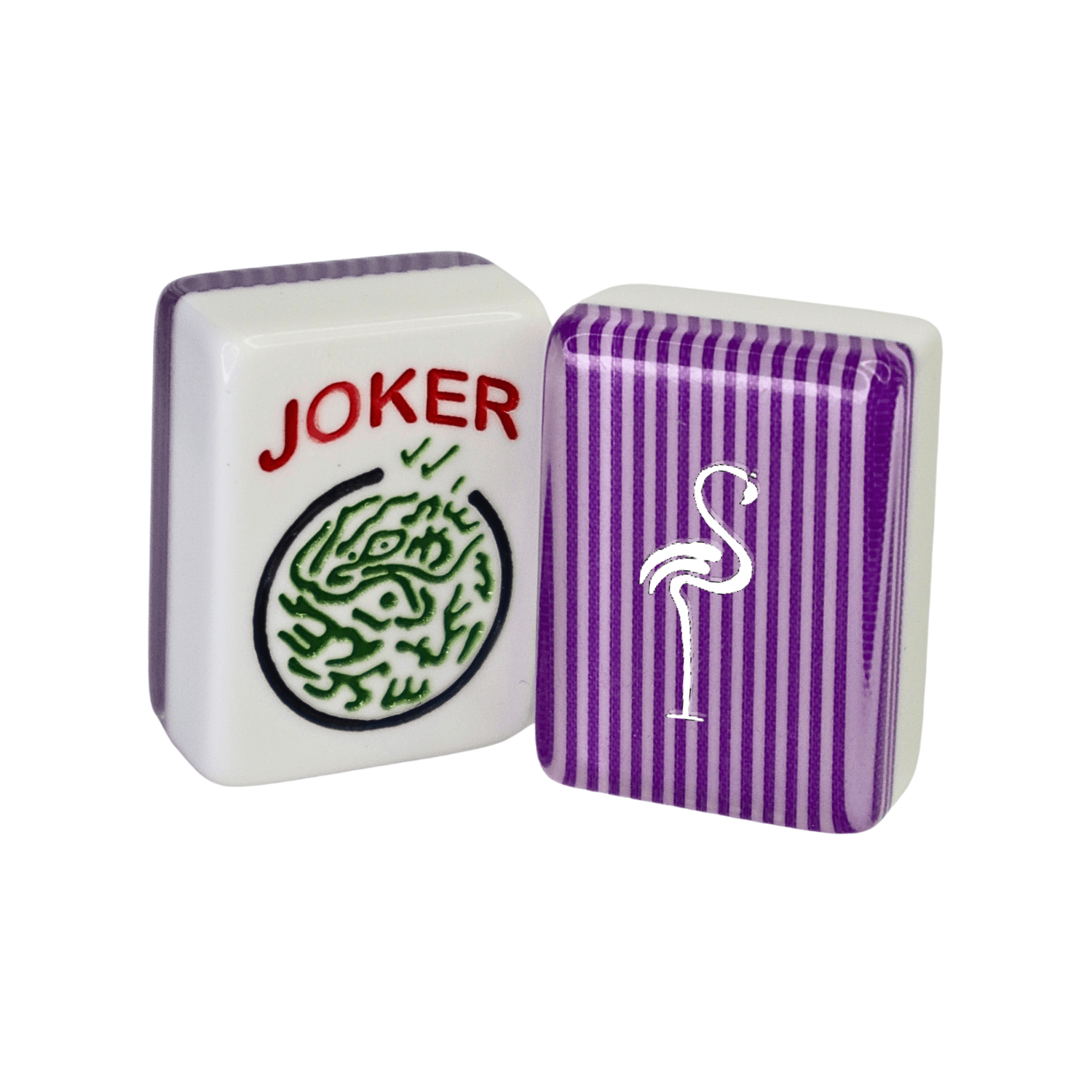 CUSTOM Flamingo Full Set Mah Jongg Tiles — Flamingo: Purple Stripe
