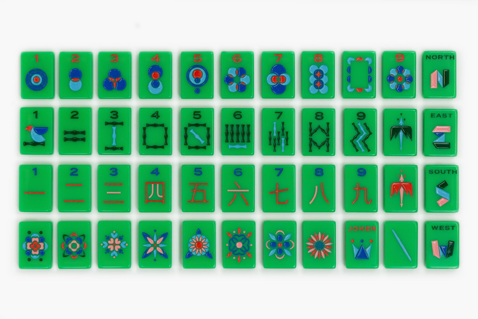 The Minimal Line: Kelly Green 2.0 Mahjong Tiles