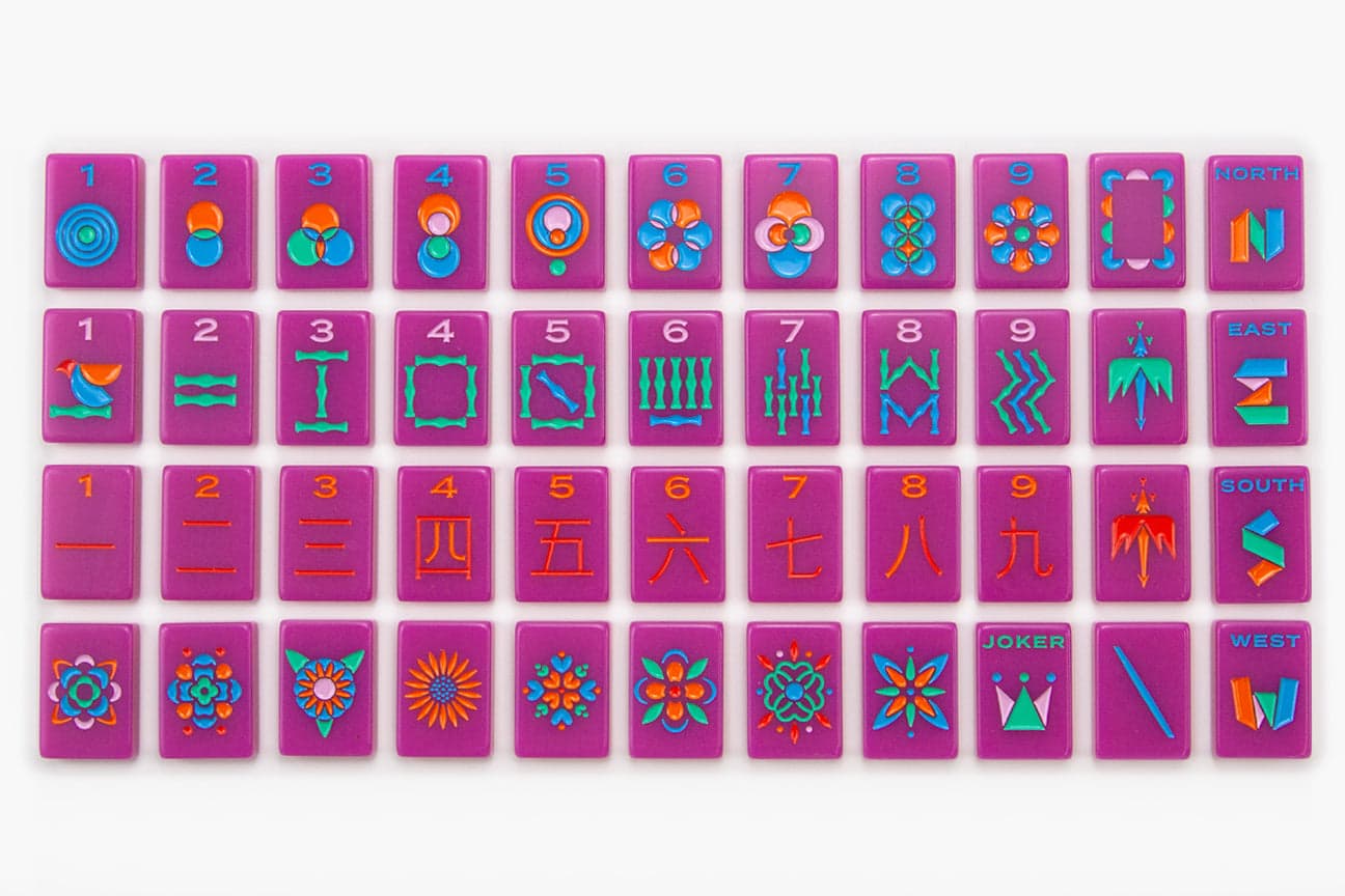 The Minimal Line: Neon Purple 2.0 Mahjong Tiles
