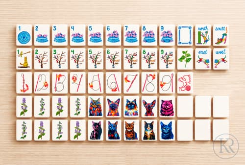 Cat Mahjong Set HAND PAINTED