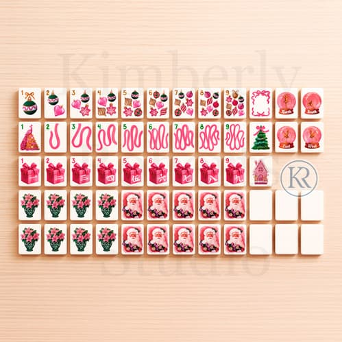 Pink Christmas Mahjong Set PRINTED