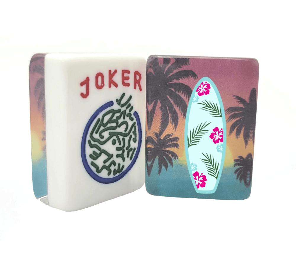CUSTOM Printed Surfboard Mah Jongg Tiles — Solid Color Tiles – choose color: Tropical Sunset