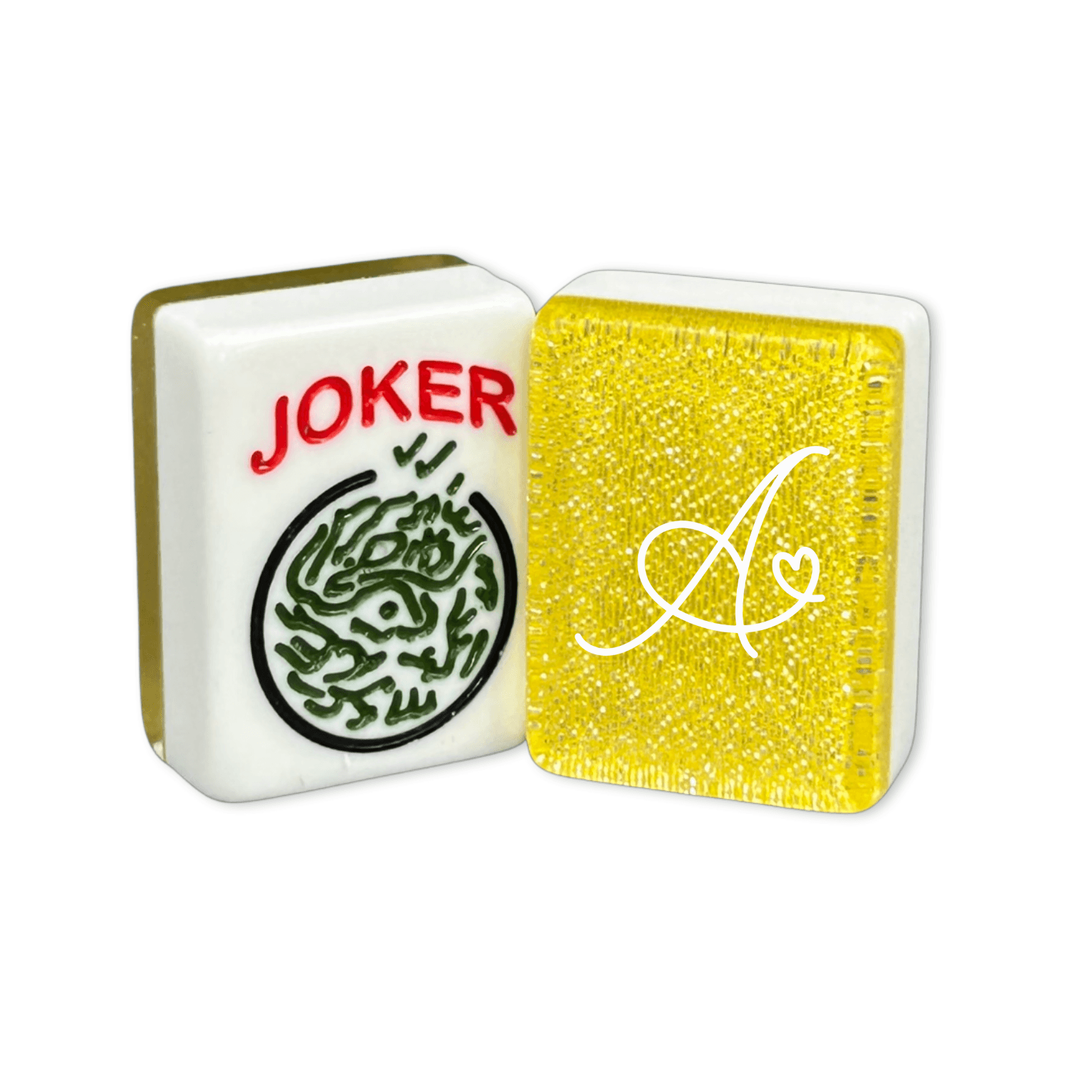 CUSTOM Single Initial Tiles — Solid Color Tiles – choose color: Yellow Glitter