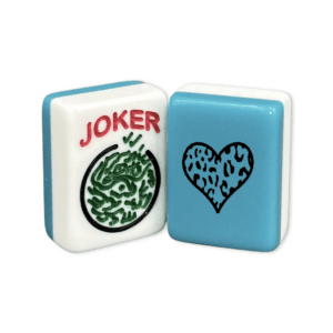 CUSTOM Leopard Heart Mah Jongg Tiles — Choose Tiles: Teal and White