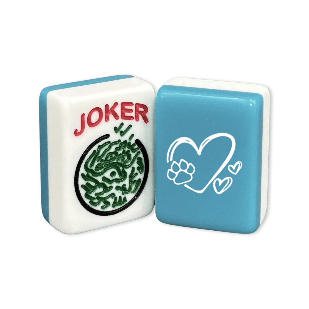 CUSTOM White Hearts and Paw Print Tiles — Solid Color Tiles – choose color: Teal And White