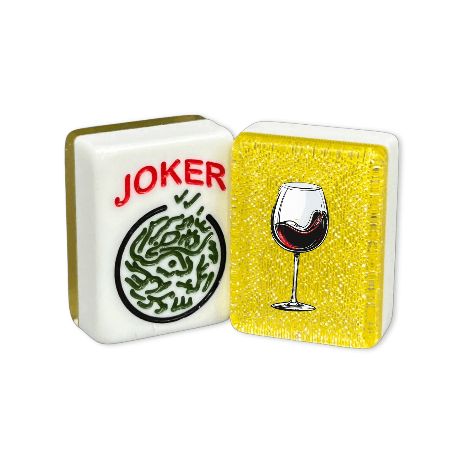 CUSTOM Printed Red Wine Glass American Mah Jongg Tiles — Solid Color Tiles – choose color: Yellow Glitter