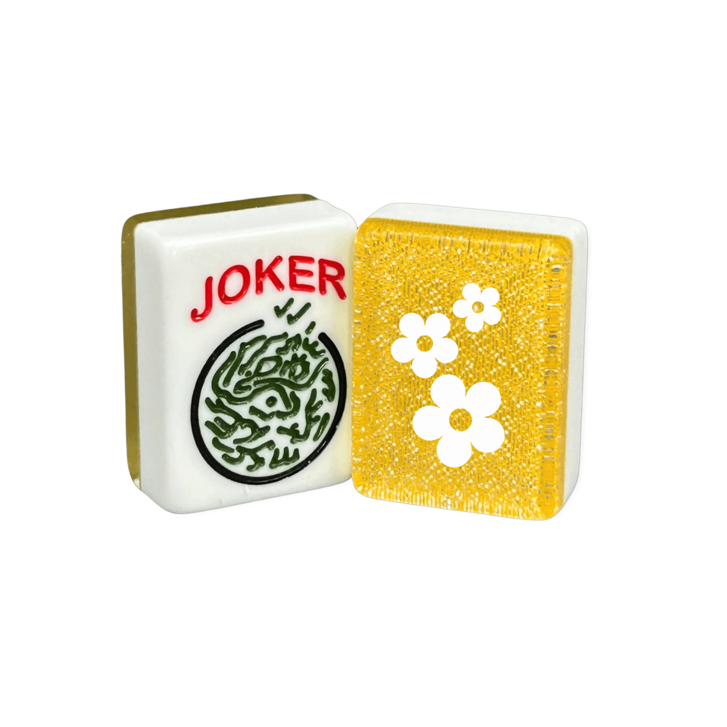 CUSTOM Daisy Flowers American Mah Jongg Tiles — Solid Color Tiles – choose color: Yellow Glitter